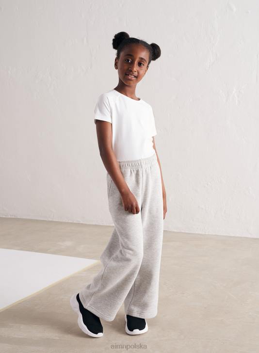 odzież JF4L689 Dzieci AIM'N Jasnoszare melanżowe mini spodnie dresowe o prostym kroju