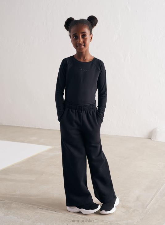 odzież JF4L693 Dzieci AIM'N czarne, mini spodnie dresowe o prostym kroju