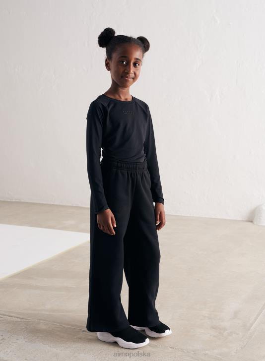 odzież JF4L693 Dzieci AIM'N czarne, mini spodnie dresowe o prostym kroju