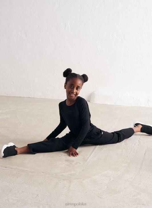 odzież JF4L693 Dzieci AIM'N czarne, mini spodnie dresowe o prostym kroju