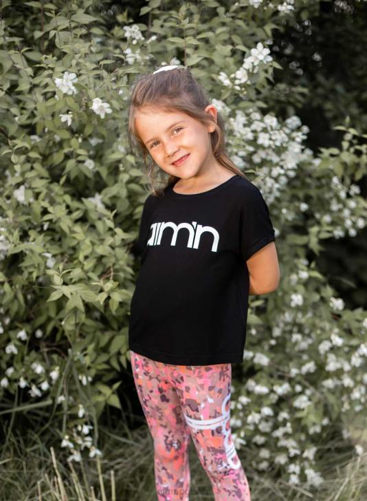 odzież JF4L887 Dzieci AIM'N czarny top z krótkim rękawem