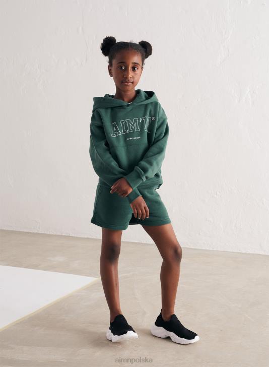 odzież JF4L892 Dzieci AIM'N Mini uniwersytecki kaptur dresowy w kolorze sosnowej zieleni