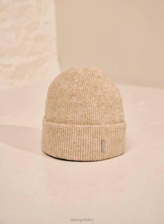 Akcesoria JF4L773 kobiety AIM'N Beżowa czapka z miękkiej dzianiny