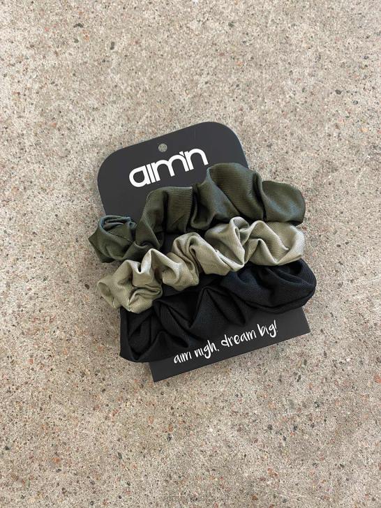 Akcesoria JF4L845 kobiety AIM'N 3-pak scrunchie khaki/czarny/dzika oliwka