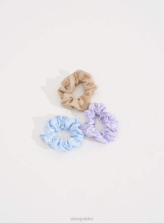 Akcesoria JF4L851 kobiety AIM'N 3-pak scrunchies fleur blanche / fleur lavande / piasek