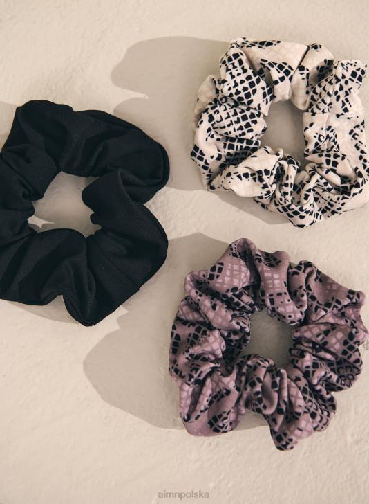 Akcesoria JF4L857 kobiety AIM'N 3-pak scrunchie zgaszony fiolet/owies biały/czarny
