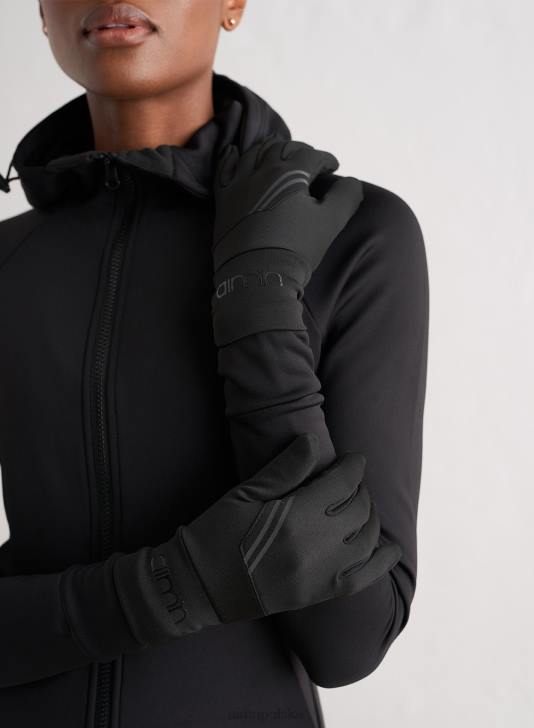 Akcesoria JF4L787 kobiety AIM'N Czarne rękawiczki do biegania zimowego tempa