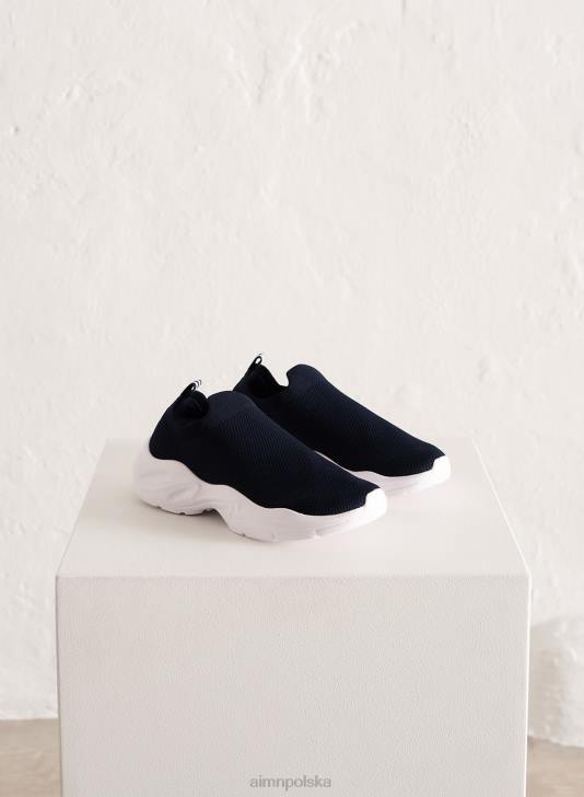 buty JF4L759 kobiety AIM'N granatowe, wysokie trampki