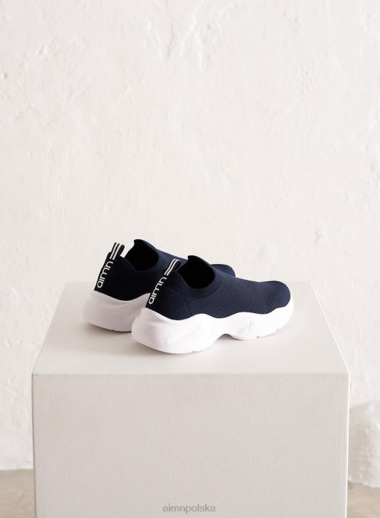 buty JF4L759 kobiety AIM'N granatowe, wysokie trampki