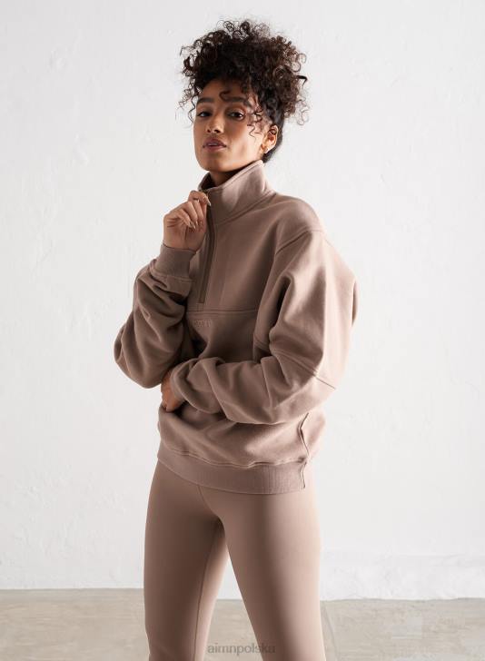 odzież JF4L457 kobiety AIM'N Zamek błyskawiczny z logo espresso i zamkiem błyskawicznym do połowy