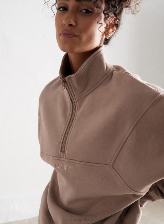 odzież JF4L457 kobiety AIM'N Zamek błyskawiczny z logo espresso i zamkiem błyskawicznym do połowy