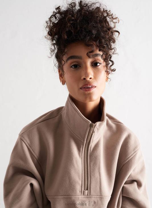 odzież JF4L457 kobiety AIM'N Zamek błyskawiczny z logo espresso i zamkiem błyskawicznym do połowy