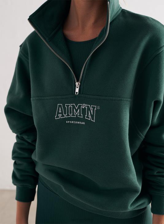 odzież JF4L637 kobiety AIM'N Bluza studencka w kolorze sosnowej zieleni, zapinana na zamek błyskawiczny