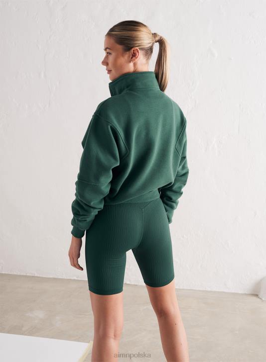 odzież JF4L637 kobiety AIM'N Bluza studencka w kolorze sosnowej zieleni, zapinana na zamek błyskawiczny