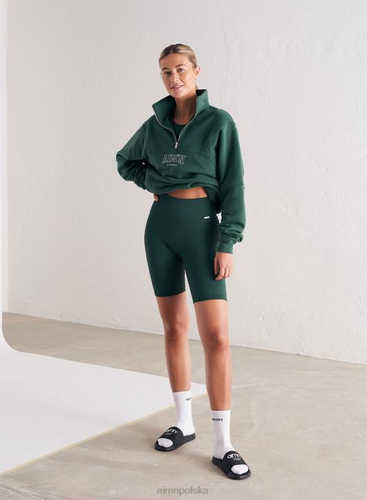 odzież JF4L637 kobiety AIM'N Bluza studencka w kolorze sosnowej zieleni, zapinana na zamek błyskawiczny