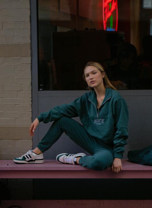 odzież JF4L637 kobiety AIM'N Bluza studencka w kolorze sosnowej zieleni, zapinana na zamek błyskawiczny