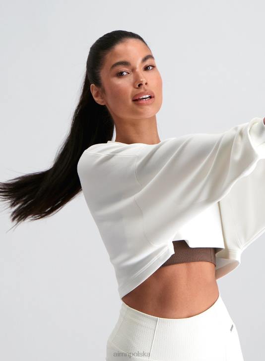 odzież JF4L641 kobiety AIM'N wygodna, krótka bluza w kolorze złamanej bieli