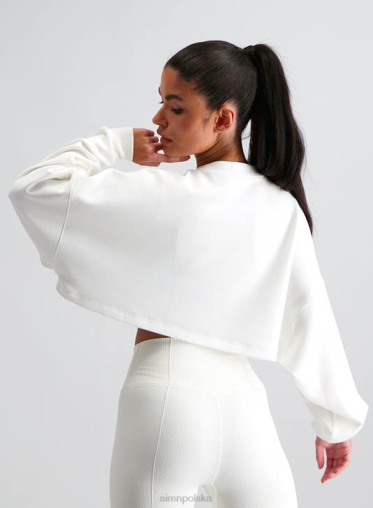 odzież JF4L641 kobiety AIM'N wygodna, krótka bluza w kolorze złamanej bieli