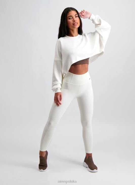 odzież JF4L641 kobiety AIM'N wygodna, krótka bluza w kolorze złamanej bieli