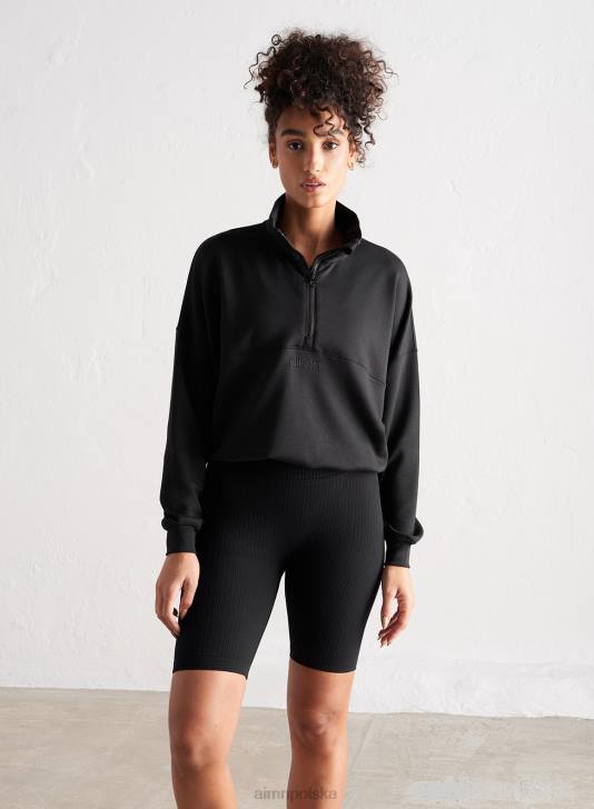 odzież JF4L647 kobiety AIM'N czarny wygodny zamek błyskawiczny do połowy