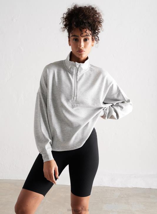odzież JF4L648 kobiety AIM'N jasnoszary melanż, wygodny zamek błyskawiczny do połowy