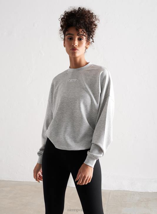 odzież JF4L652 kobiety AIM'N Wygodna bluza w kolorze jasnoszarym, melanżowym