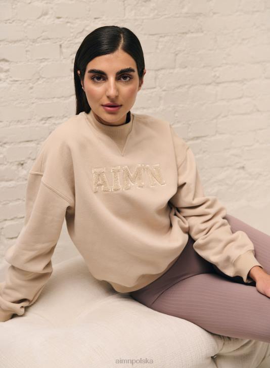 odzież JF4L676 kobiety AIM'N beżowa bluza studencka