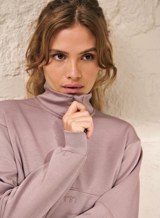 odzież JF4L682 kobiety AIM'N wygodny, zapinany na zamek błyskawiczny w kolorze brudnego fioletu