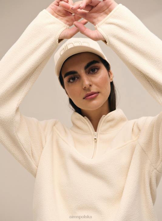 odzież JF4L686 kobiety AIM'N Polar z owsa i białym włosiem, zamek błyskawiczny do połowy