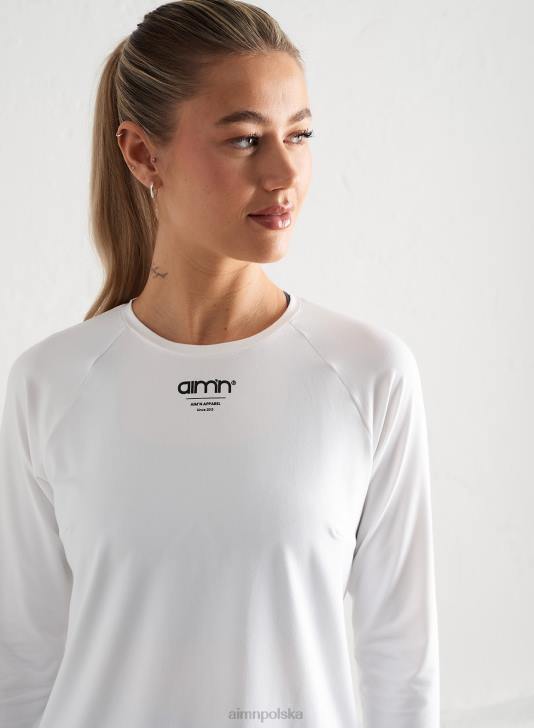 odzież JF4L309 kobiety AIM'N biały, miękki, podstawowy brzeg, długi rękaw