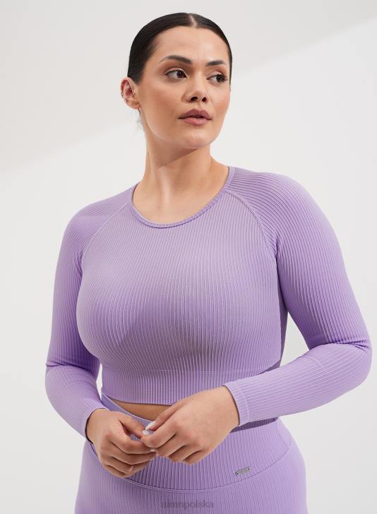 odzież JF4L310 kobiety AIM'N Lawendowy, prążkowany, krótki, krótki rękaw