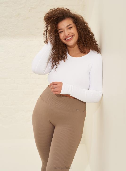 odzież JF4L315 kobiety AIM'N Biały, prążkowany, krótki, krótki rękaw