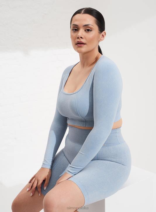 odzież JF4L319 kobiety AIM'N Sprany, jasny dżins, bezszwowy, z długim rękawem