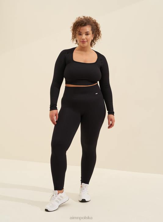 odzież JF4L323 kobiety AIM'N Czarny, luksusowy, bezszwowy, krótki rękaw