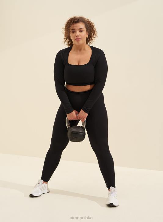 odzież JF4L323 kobiety AIM'N Czarny, luksusowy, bezszwowy, krótki rękaw