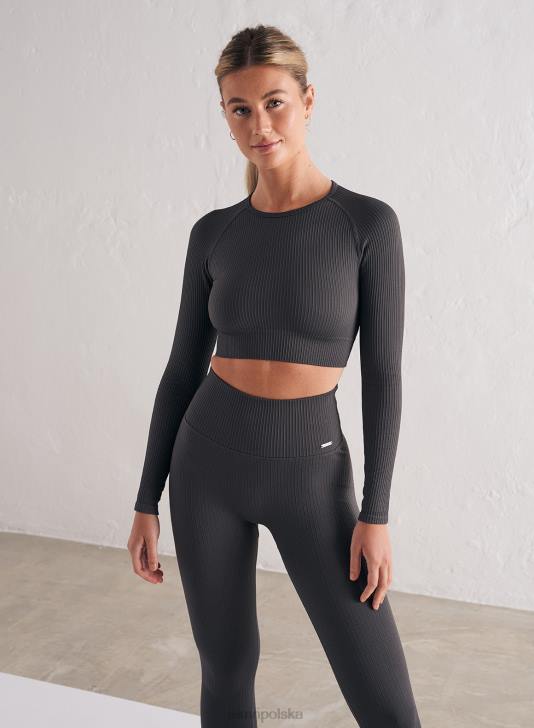 odzież JF4L326 kobiety AIM'N Ciemnoszary, prążkowany, krótki, krótki rękaw