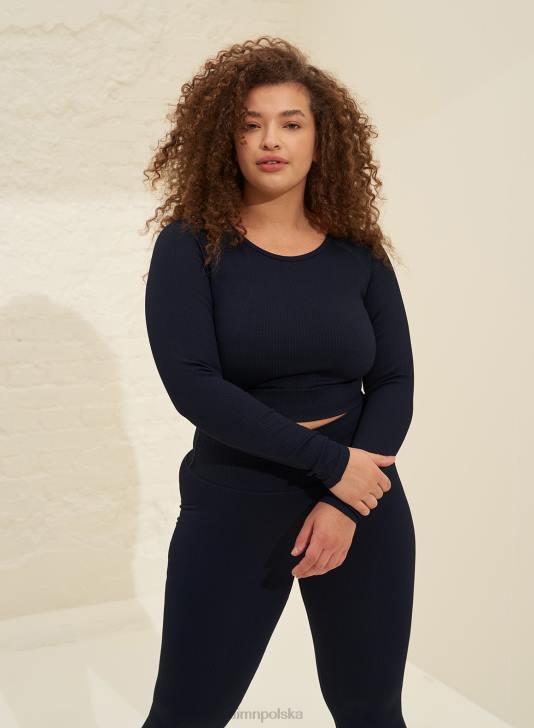 odzież JF4L329 kobiety AIM'N granatowy, prążkowany, krótki rękaw