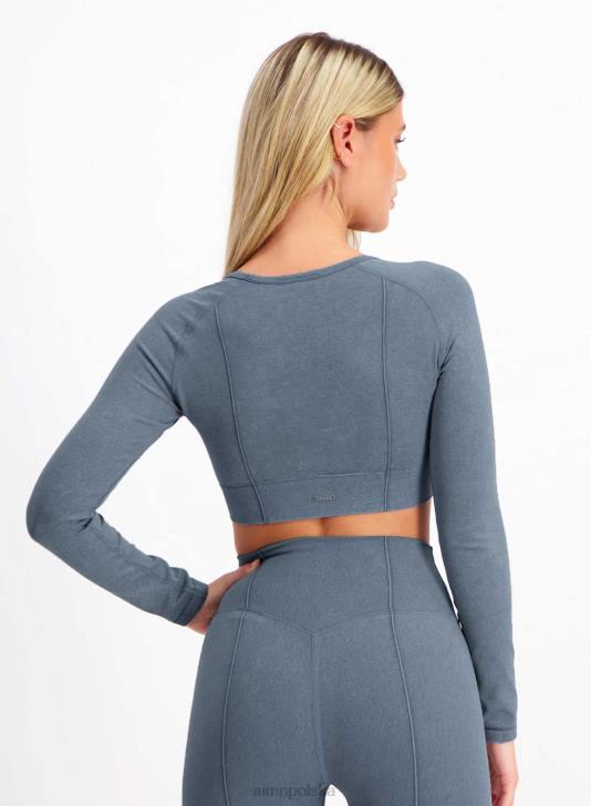 odzież JF4L335 kobiety AIM'N sprany dżins, krótki, bez szwu, długi rękaw