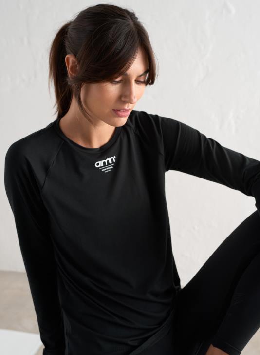 odzież JF4L366 kobiety AIM'N czarny, miękki, podstawowy brzeg, długi rękaw