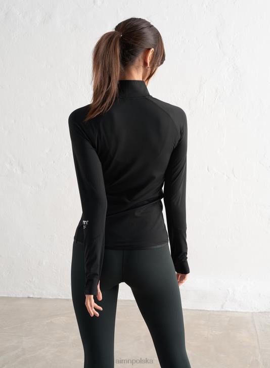 odzież JF4L371 kobiety AIM'N Czarny, funkcjonalny zamek błyskawiczny do połowy