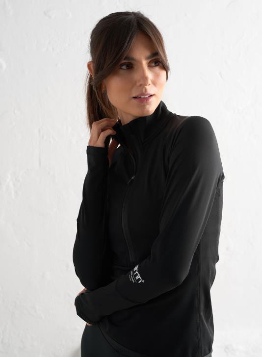 odzież JF4L371 kobiety AIM'N Czarny, funkcjonalny zamek błyskawiczny do połowy