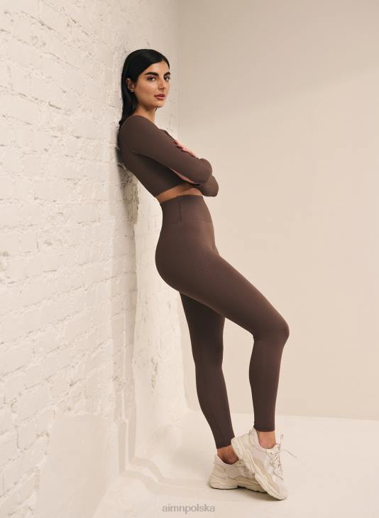 odzież JF4L377 kobiety AIM'N Długi rękaw, bezszwowy, prążkowany macchiato