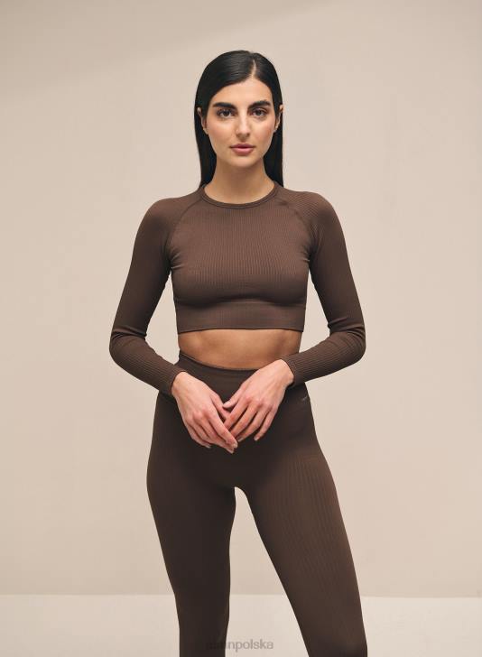 odzież JF4L377 kobiety AIM'N Długi rękaw, bezszwowy, prążkowany macchiato