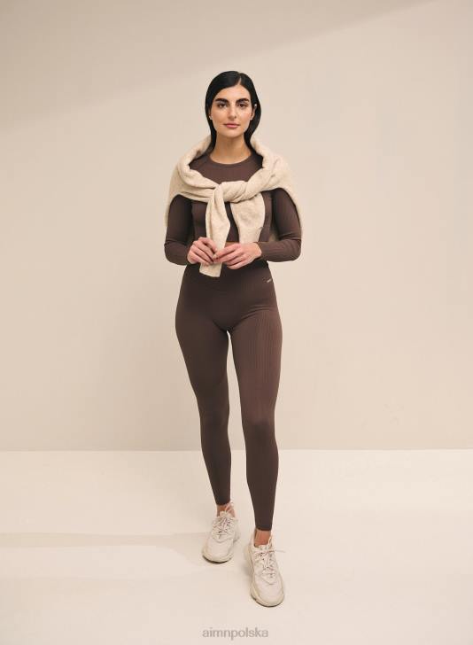 odzież JF4L377 kobiety AIM'N Długi rękaw, bezszwowy, prążkowany macchiato