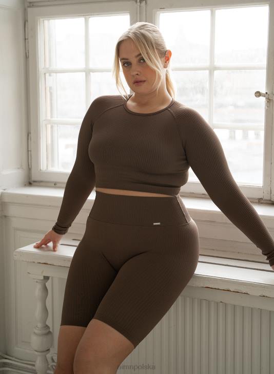 odzież JF4L377 kobiety AIM'N Długi rękaw, bezszwowy, prążkowany macchiato