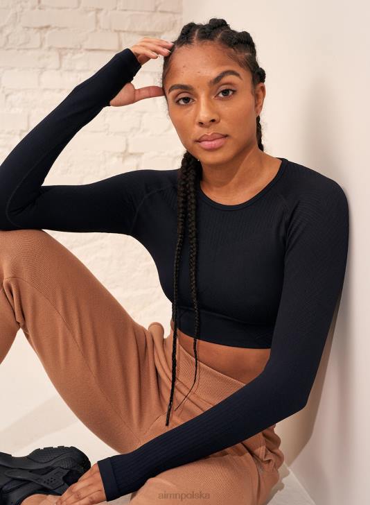 odzież JF4L384 kobiety AIM'N czarny, bezszwowy, krótki rękaw