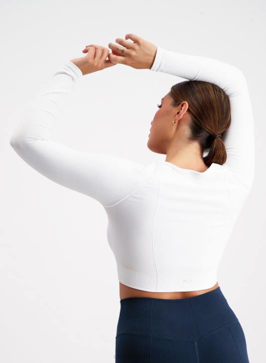 odzież JF4L396 kobiety AIM'N biały, luksusowy, bezszwowy, krótki rękaw