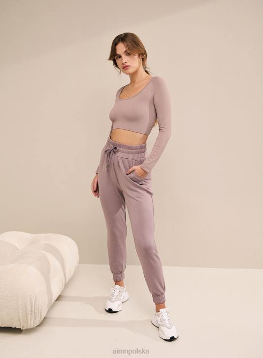 odzież JF4L398 kobiety AIM'N Luksusowy, bezszwowy, krótki rękaw w kolorze zakurzonego fioletu