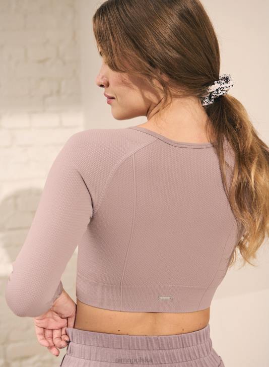 odzież JF4L398 kobiety AIM'N Luksusowy, bezszwowy, krótki rękaw w kolorze zakurzonego fioletu