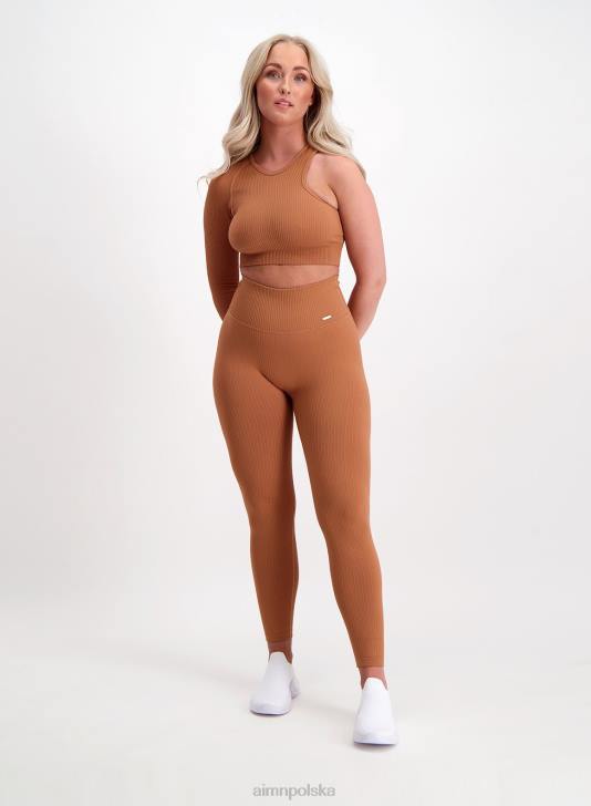 odzież JF4L429 kobiety AIM'N Długi rękaw, prążkowany, bezszwowy i wycięty w stylu cayenne